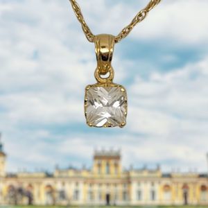 24KYG Plated 925USA sterling silver DaneCraft Cushion Cut 1ct Solitaire Pendant